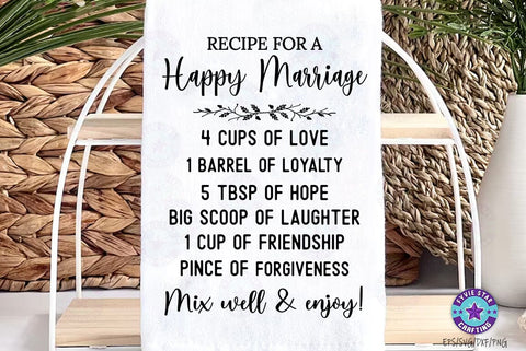 Family Recipe SVG, Recipe for a happy marriage, Cutting Board SVG FiveStarCrafting 