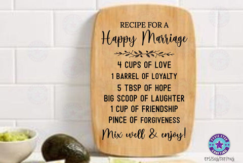 Family Recipe SVG, Recipe for a happy marriage, Cutting Board SVG FiveStarCrafting 