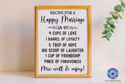 Family Recipe SVG, Recipe for a happy marriage, Cutting Board SVG FiveStarCrafting 