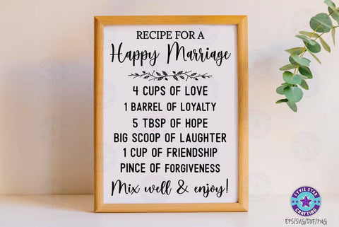 Family Recipe SVG, Recipe for a happy marriage, Cutting Board SVG FiveStarCrafting 