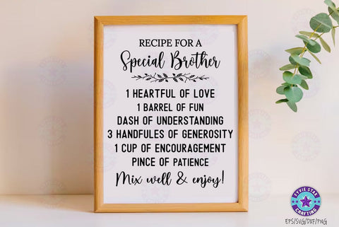 Family Recipe SVG, Recipe for a special brother, Cutting Board SVG FiveStarCrafting 