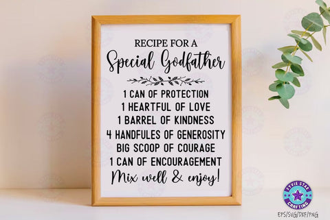 Family Recipe SVG, Recipe for a special godfather, Cutting Board SVG FiveStarCrafting 