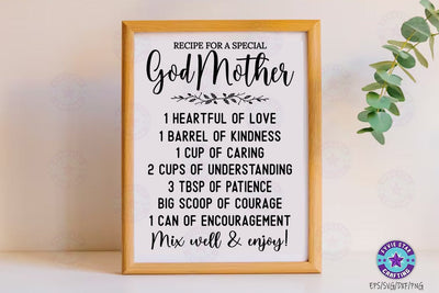 Family Recipe SVG, Recipe for a special godmother, Cutting Board SVG FiveStarCrafting 