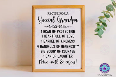 Family Recipe SVG, Recipe for a special grandpa, Cutting Board SVG FiveStarCrafting 