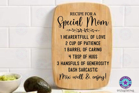 Family Recipe SVG, Recipe for a special mom, Cutting Board SVG FiveStarCrafting 