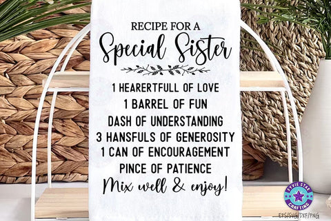 Family Recipe SVG, Recipe for a special sister, Cutting Board SVG FiveStarCrafting 