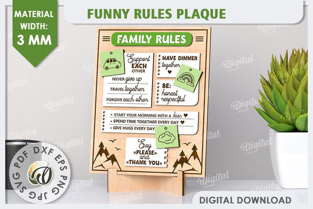 Family Rules SVG. Funny Rules Plaque LaserCut. Rules Sign SVG Evgenyia Guschina 