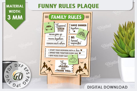 Family Rules SVG. Funny Rules Plaque LaserCut. Rules Sign SVG Evgenyia Guschina 
