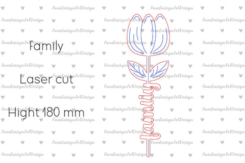 Family sign svg, Tulip flowers laser cut, Mom Day gift SVG AnastasiyaArtDesign 