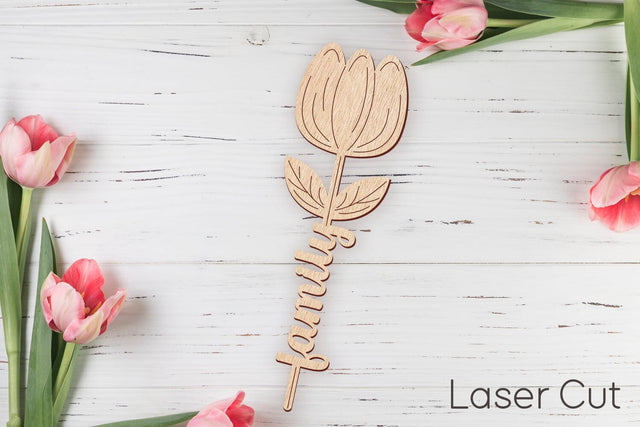Family sign svg, Tulip flowers laser cut, Mom Day gift SVG AnastasiyaArtDesign 