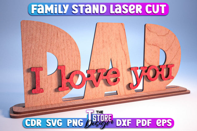 Family Stand | 3D Stand Design | Home Decor | Family Design | CNC File SVG The T Store Design 