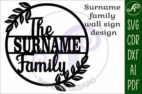 Family suname wreath sign svg laser cut template SVG APInspireddesigns 