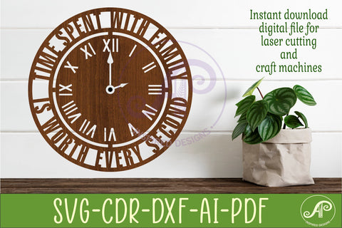Family Time Clock SVG, Time Spent With Family Laser Cut SVG APInspireddesigns 