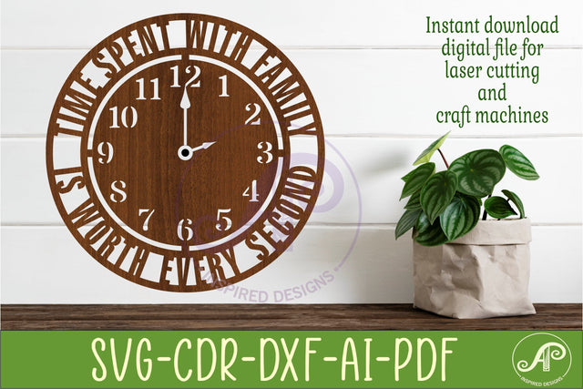 Family Time Clock SVG, Time Spent With Family Laser Cut SVG APInspireddesigns 