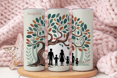 Family Tree 20oz Tumbler Wrap Sublimation DesignSVG 
