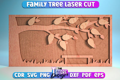 Family Tree Laser Cut | Decorative Family Signs Design | CNC File SVG The T Store Design 