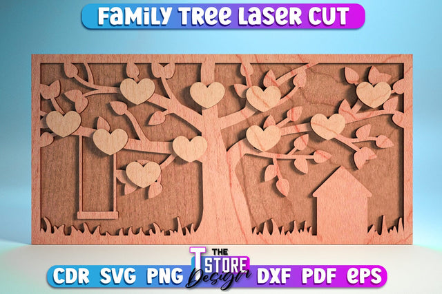 Family Tree Laser Cut | Decorative Family Signs Design | CNC File SVG The T Store Design 