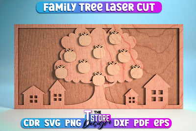 Family Tree Laser Cut | Decorative Family Signs Design | CNC File SVG The T Store Design 