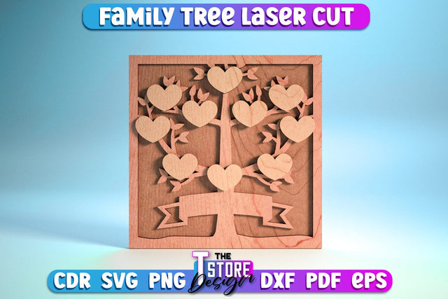 Family Tree Laser Cut | Decorative Family Signs Design | CNC File SVG The T Store Design 
