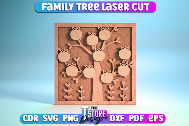 Family Tree Laser Cut | Decorative Family Signs Design | CNC File SVG The T Store Design 