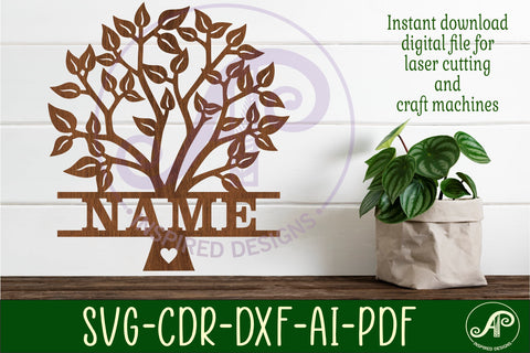 Family tree name sign svg laser cut file SVG APInspireddesigns 