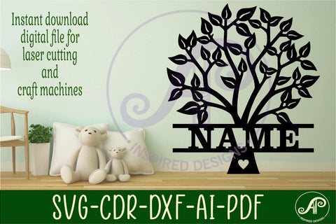Family tree name sign svg laser cut file SVG APInspireddesigns 
