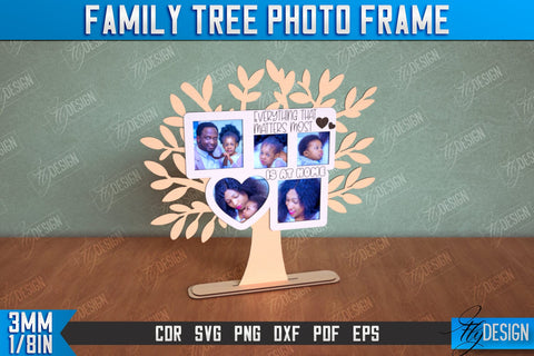 Family Tree Photo Frame Bundle | Tabletop Photo Frame | Gift Idea | Family Design | CNC Files SVG Fly Design 
