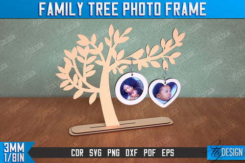 Family Tree Photo Frame Bundle | Tabletop Photo Frame | Gift Idea | Family Design | CNC Files SVG Fly Design 