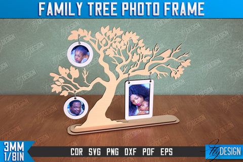 Family Tree Photo Frame Bundle | Tabletop Photo Frame | Gift Idea | Family Design | CNC Files SVG Fly Design 