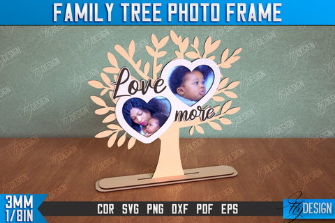 Family Tree Photo Frame Bundle | Tabletop Photo Frame | Gift Idea | Family Design | CNC Files SVG Fly Design 