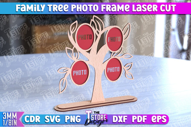 Family Tree Photo Frame Laser Cut | Laser Cut Design | CNC File SVG The T Store Design 