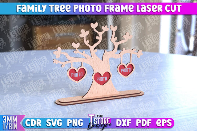 Family Tree Photo Frame Laser Cut | Laser Cut Design | CNC File SVG The T Store Design 