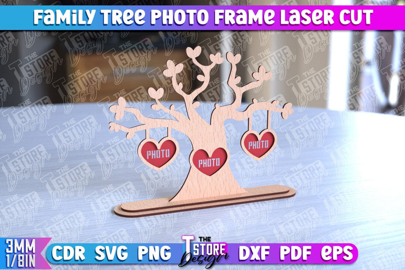 Family Tree Photo Frame Laser Cut | Laser Cut Design | CNC File SVG The T Store Design 