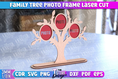 Family Tree Photo Frame Laser Cut | Laser Cut Design | CNC File SVG The T Store Design 