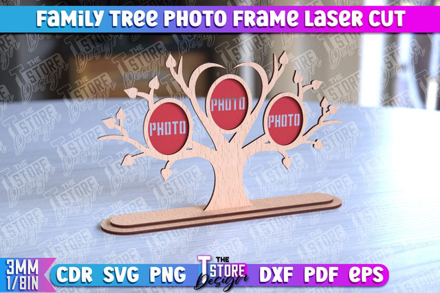 Family Tree Photo Frame Laser Cut | Laser Cut Design | CNC File SVG The T Store Design 