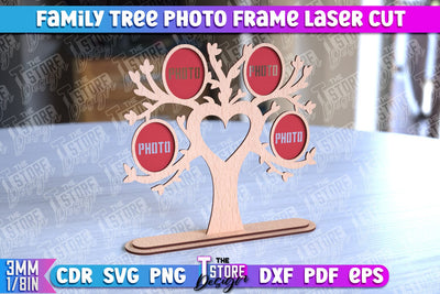 Family Tree Photo Frame Laser Cut | Laser Cut Design | CNC File SVG The T Store Design 