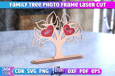 Family Tree Photo Frame Laser Cut | Laser Cut Design | CNC File SVG The T Store Design 