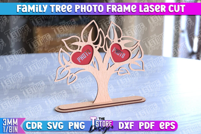 Family Tree Photo Frame Laser Cut | Laser Cut Design | CNC File SVG The T Store Design 