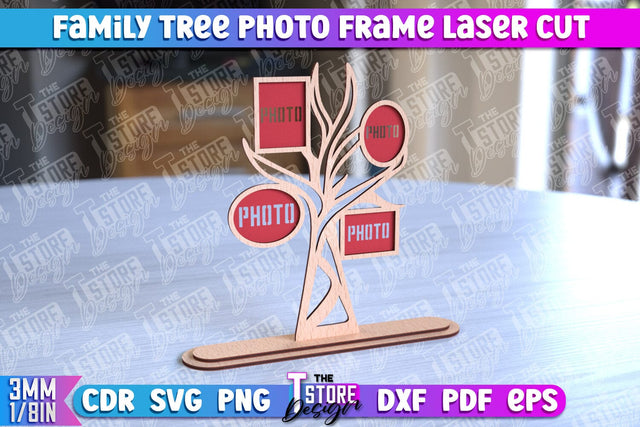 Family Tree Photo Frame Laser Cut | Laser Cut Design | CNC File SVG The T Store Design 