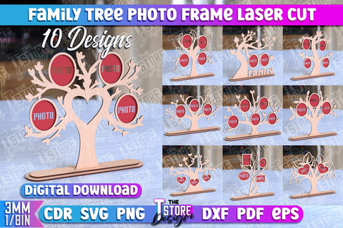 Family Tree Photo Frame Laser Cut | Laser Cut Design | CNC File SVG The T Store Design 