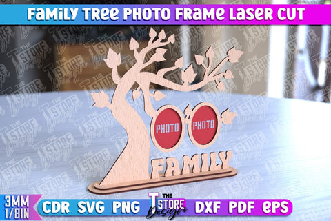 Family Tree Photo Frame Laser Cut | Laser Cut Design | CNC File SVG The T Store Design 