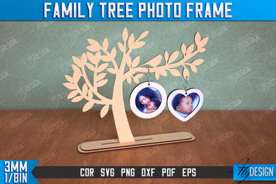 Family Tree Photo Frame | Tabletop Photo Frame | Gift Idea | Family Design | CNC File SVG Fly Design 