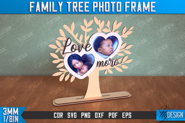 Family Tree Photo Frame | Tabletop Photo Frame | Gift Idea | Family Design | CNC File SVG Fly Design 