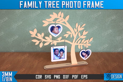 Family Tree Photo Frame | Tabletop Photo Frame | Gift Idea | Family Design | CNC File SVG Fly Design 