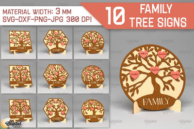Family Tree Sign SVG Bundle. Laser Cut Wooden Family Tree SVG Evgenyia Guschina 