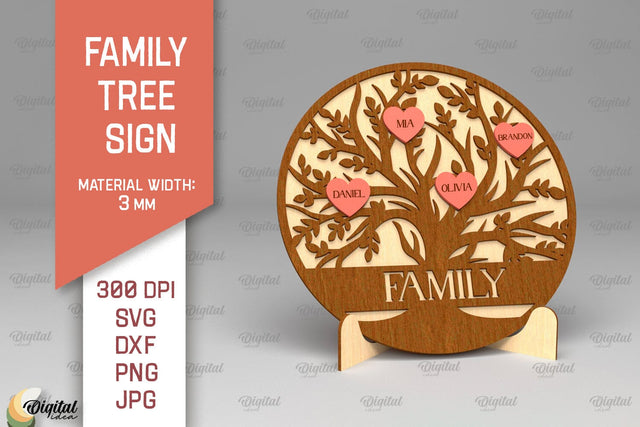 Family Tree Sign SVG. Laser Cut Wooden Family Tree SVG Evgenyia Guschina 