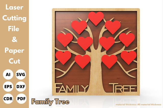 Family Tree with Heart | laser cut file | svg paper cut | cricut | glowforge file SVG tofigh4lang 