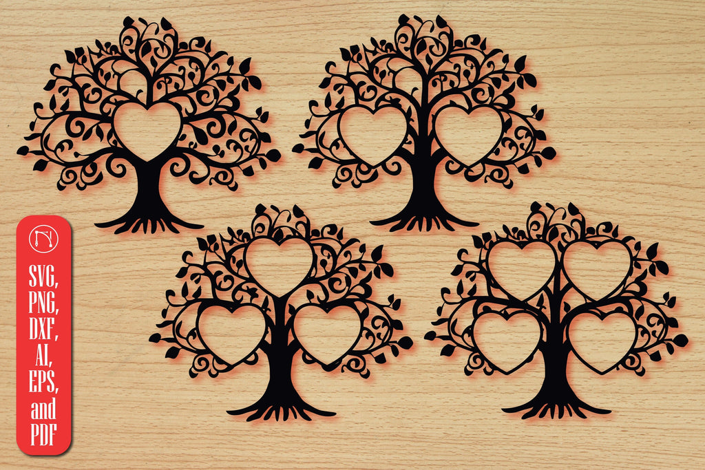 Family Tree with Heart SVG Bundle - So Fontsy