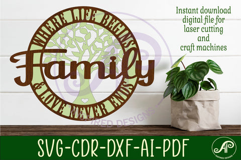 Family, where life begins wall art sign, SVG file. vector SVG APInspireddesigns 