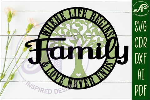 Family, where life begins wall art sign, SVG file. vector SVG APInspireddesigns 